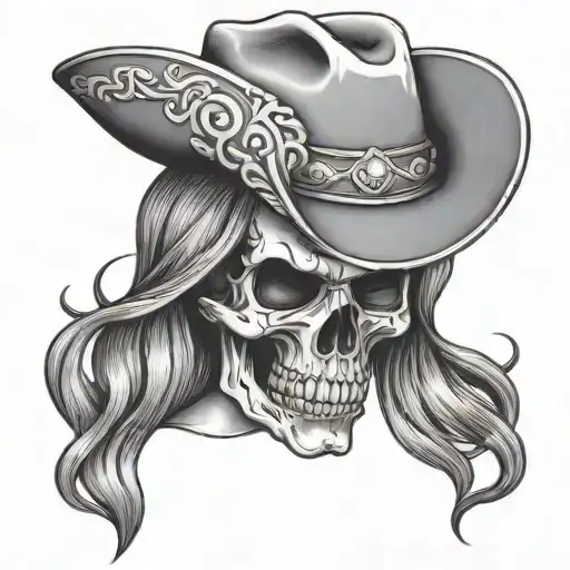Cowgirl Skull With Hat Hand Making Shhh You're Dreaming