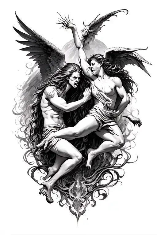 Demons And Angels Fighting