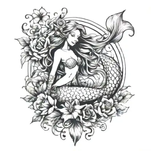 Mermaid And Flower