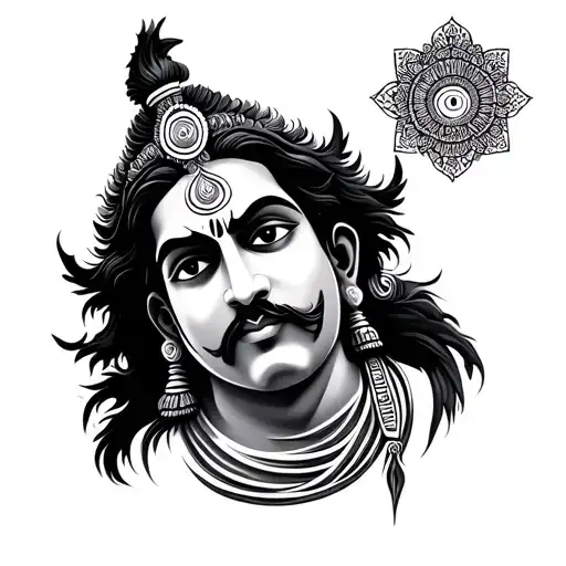 Shivji Religious Tattoo For Thumb Prints Surrounded