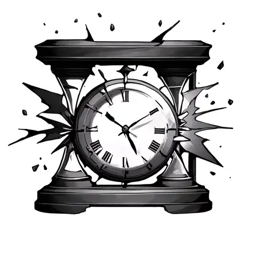 Hourglass With Broken Clock Inside