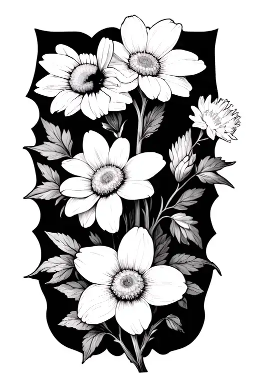 Vine With Daisy And Daffodil And Larkspur