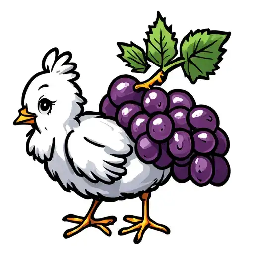 Cartoon Chick With Purple Grapes Simple