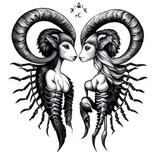 Tattoo That Mixes A Little Brother And Big Sister Aries And Scorpio In Astrological Sign