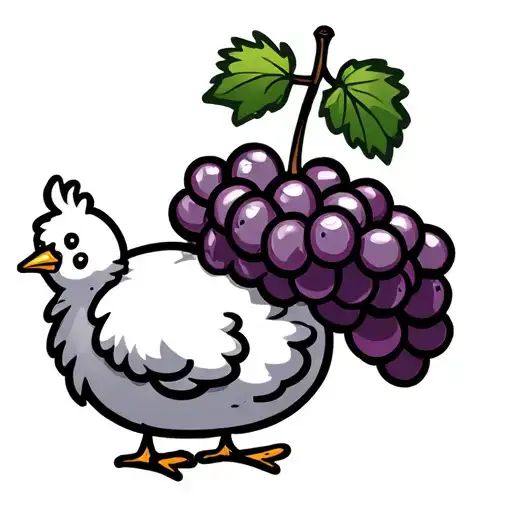 Cartoon Chick With Purple Grapes Simple