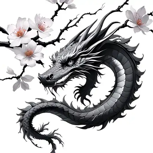 Cherry Blossom And Dragon