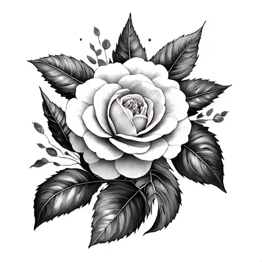 Camellias And Beach Scene