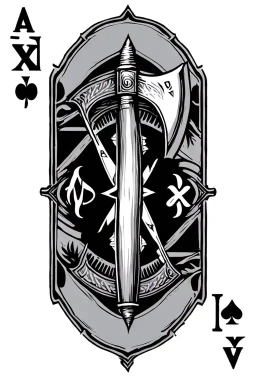 Gun Axe Ace Cards With Compass