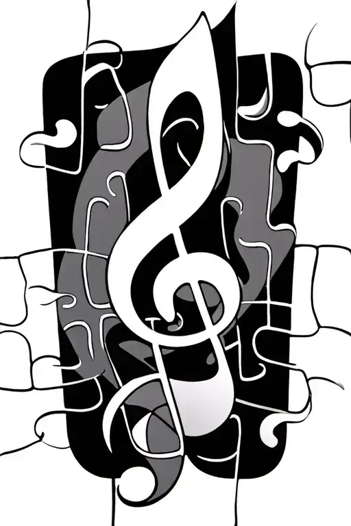 Puzzle Pieces Forming Musical Notes