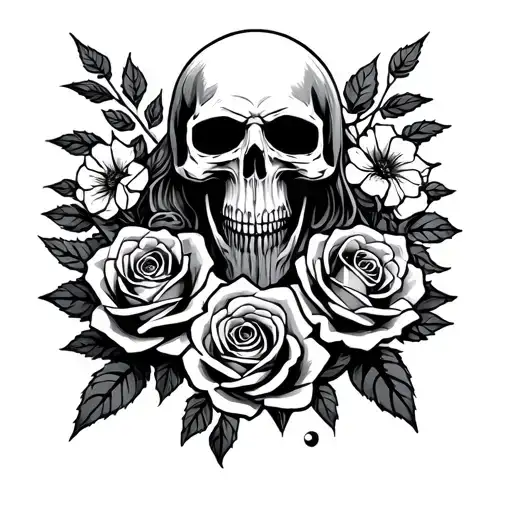 The Reaper And Roses Blooming