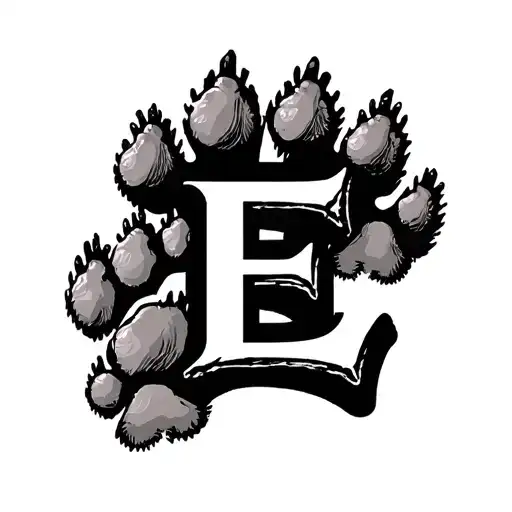 Bee And Dogs Paw Print With Letter E