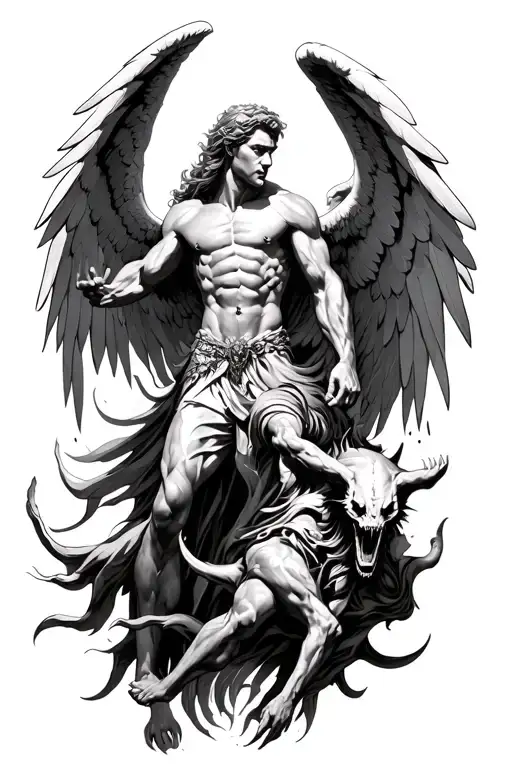 Archangel Fighting Demons