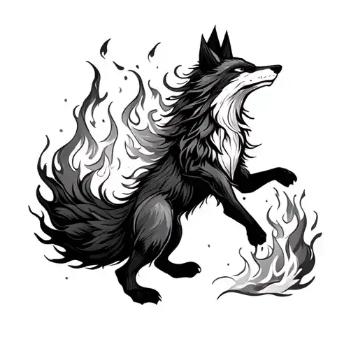 Free Spirit Dancing Around A Blazing Fox Transforming