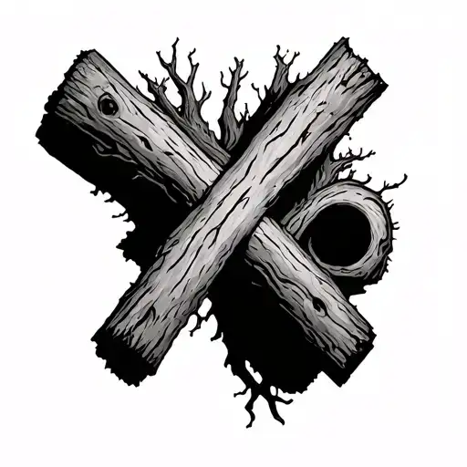 Tree Chopped Down Held Together By A Cross