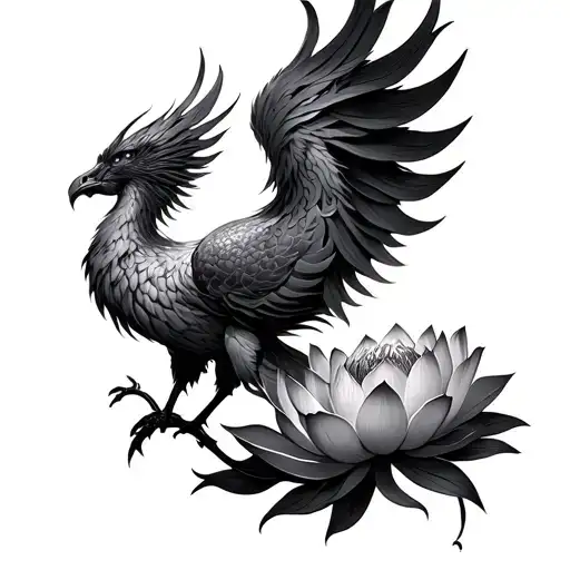 Phoenix Rising From Lotus