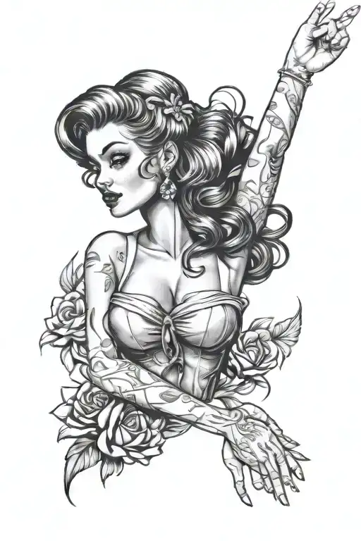 Pin Up Gir Simple But Beautiful Woman Holding Hands