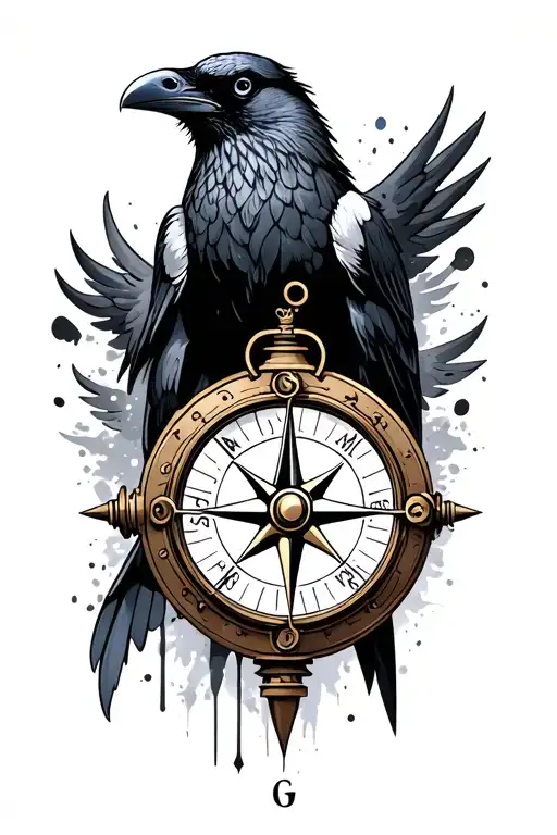 Compass & Steampunk Raven Holding