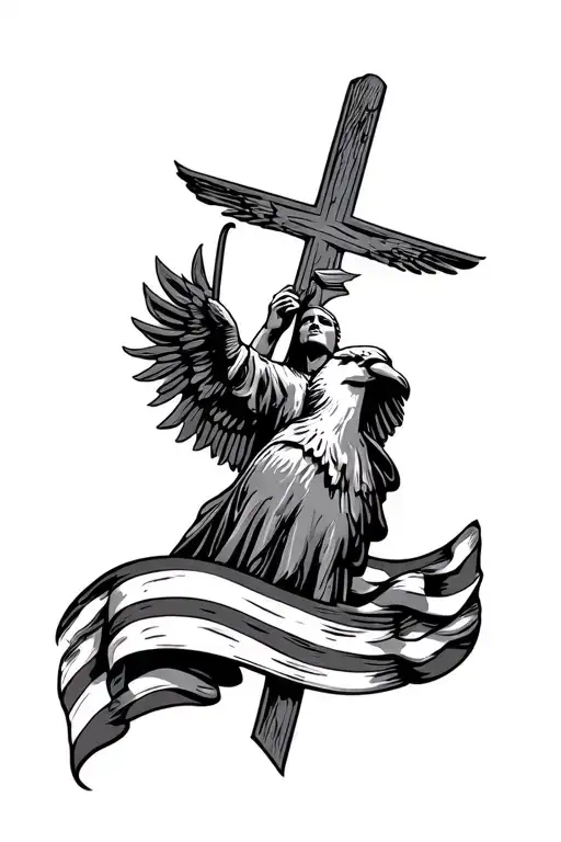 A Tattoo Design Combining Patriotism And Faith