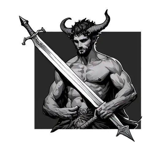 Male Satyr Holding A Sword