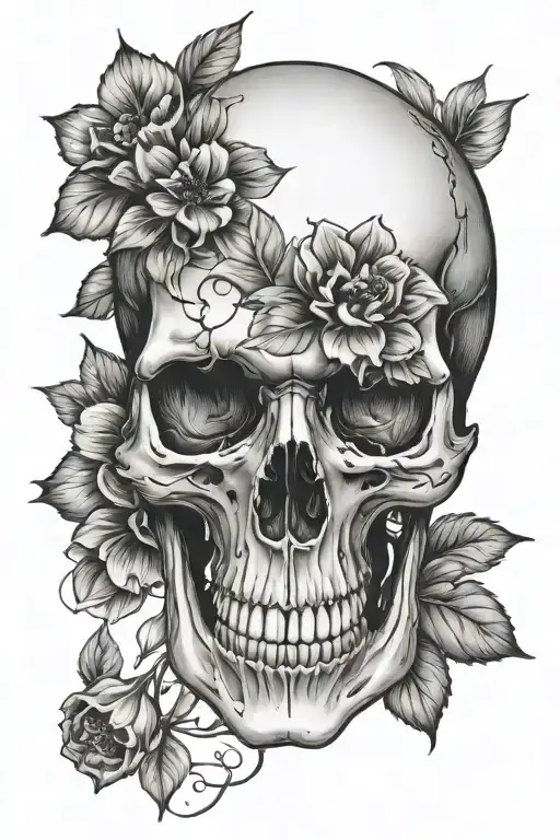 Skull And Flowers