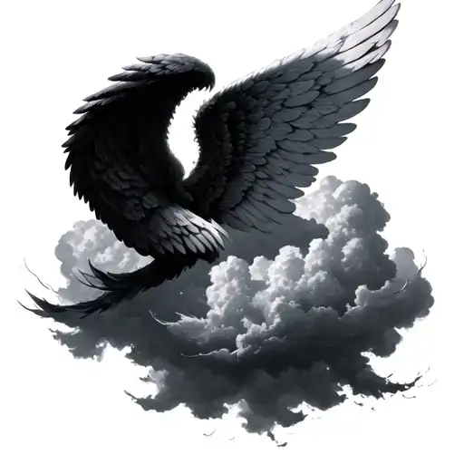 Angel Wings With Clouds