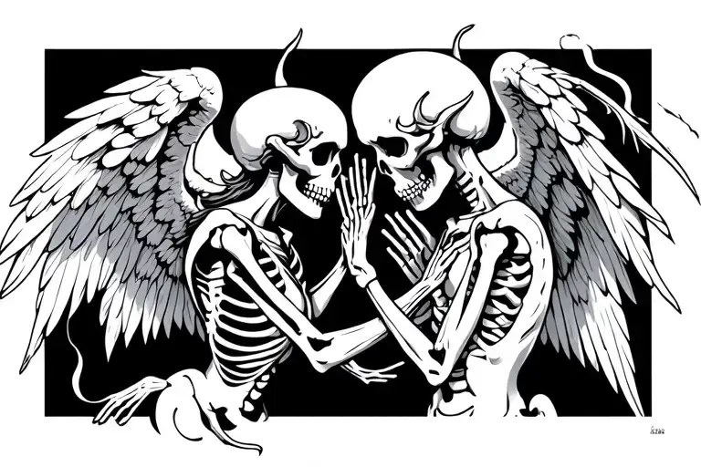 Angel And Devil Dancing Skeleton