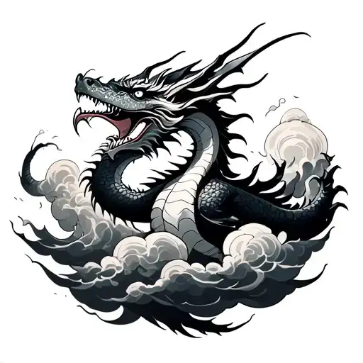 Dragon With Clouds Surrounding