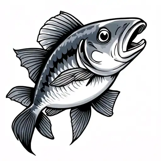 New School Tattoo Cartoon Design Gucci Smelling Fish