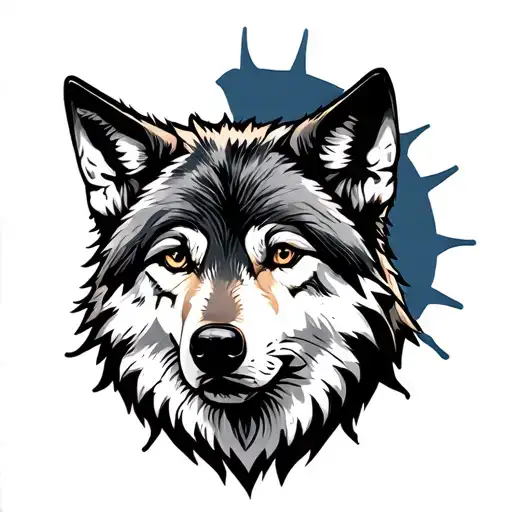 A Wolf With The Sonnenrad Behind It