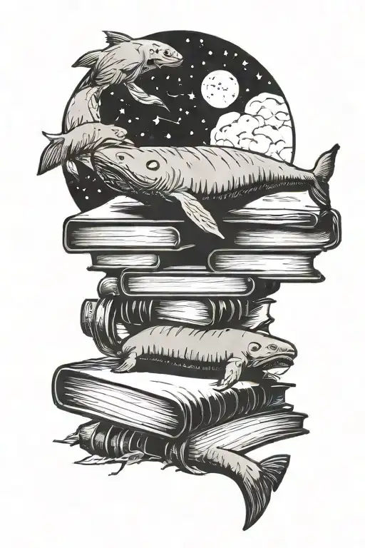 Books With Moon And Manatee