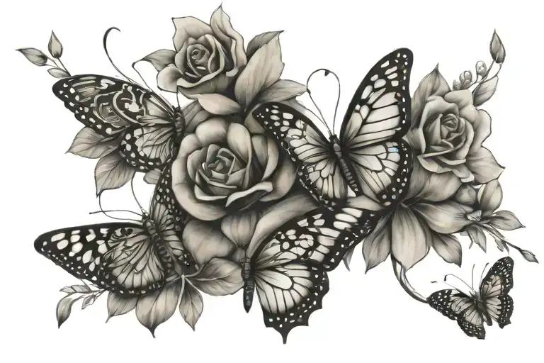 Butterfly Flowers Intertwined Wth Names Lexie And Leo