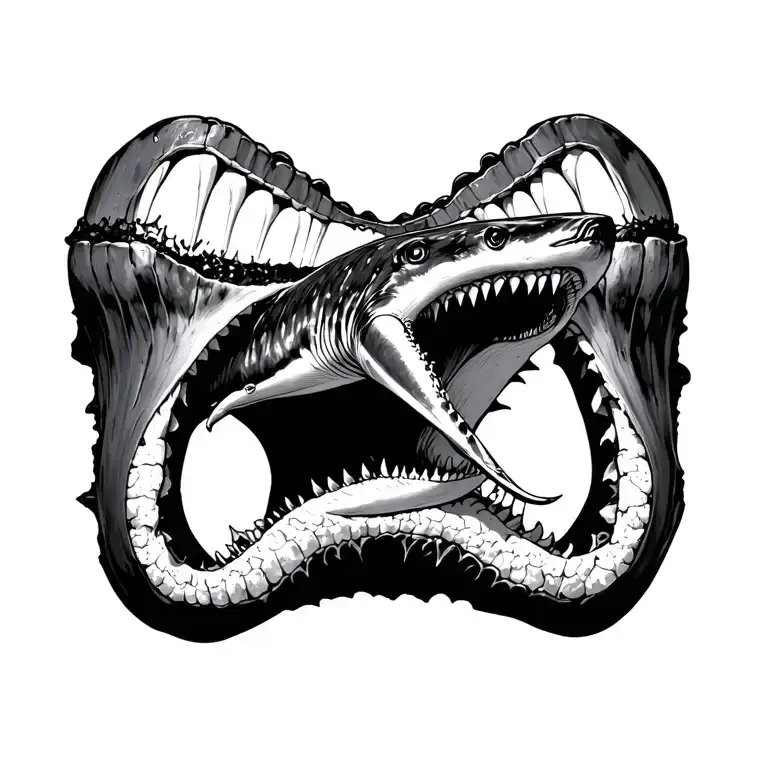 Whale Shark Inside A Megalodon Tooth