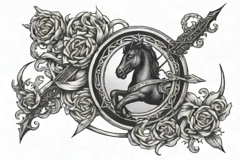 Black Band With Sagittarius Zodiac Sign In The Middle