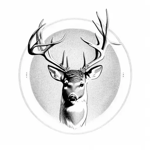 Full Body Whitetail Deer In A Forest With The Sun Above