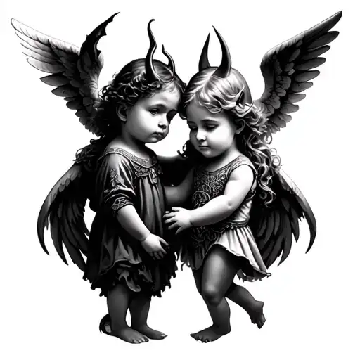 Child Angel And Child Devil Spirit