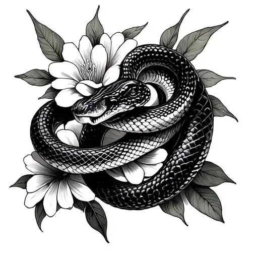 Snake And Flowers