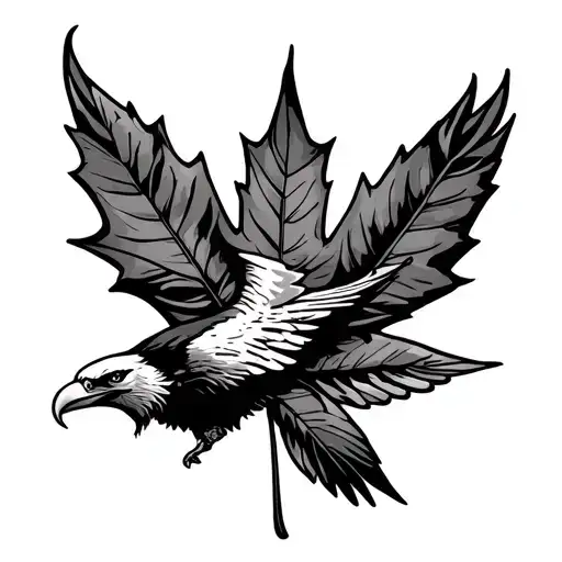 Maple Leaf With Eagle And Libra Zodiac Sign