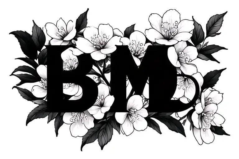Cherry Blossom Fine Line With Letters Bmd