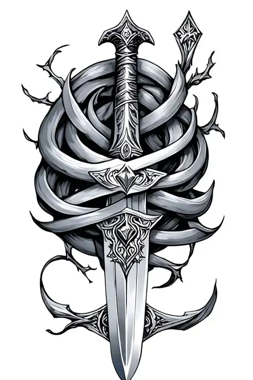 Sword Intertwined With Elements