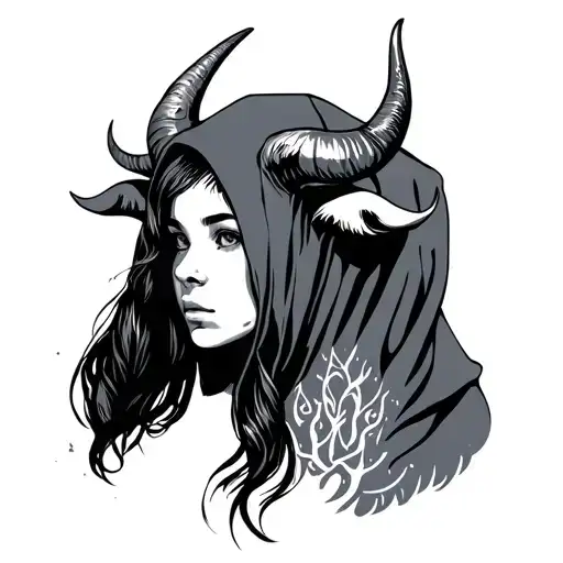 Girl With Taurus Head Hood
