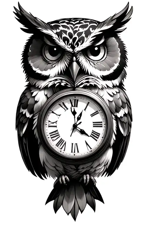 Owl Holding Clock