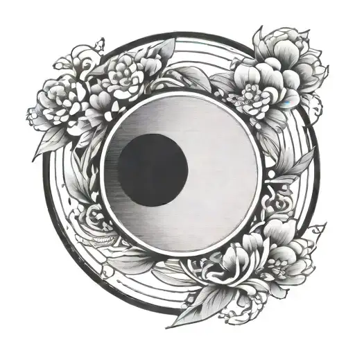 A Minimalist Tattoo Of A Black Circle Inside A 10Cm Length Name 'Syuko'