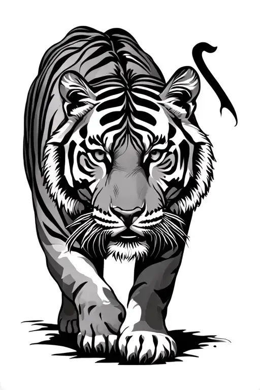 Straight On View Of Tiger Walking