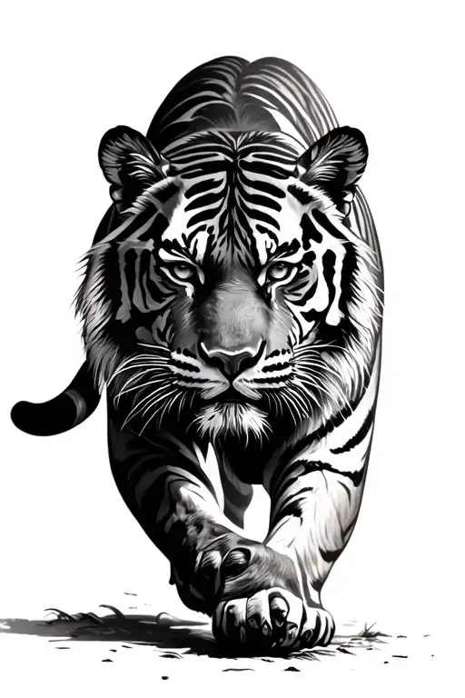 Realistic Tiger Walking Towards