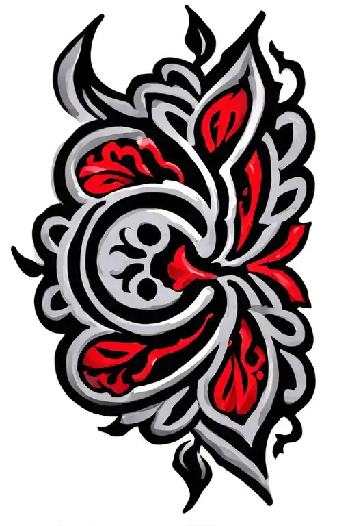 Tribal Lace Patch With Black And Red