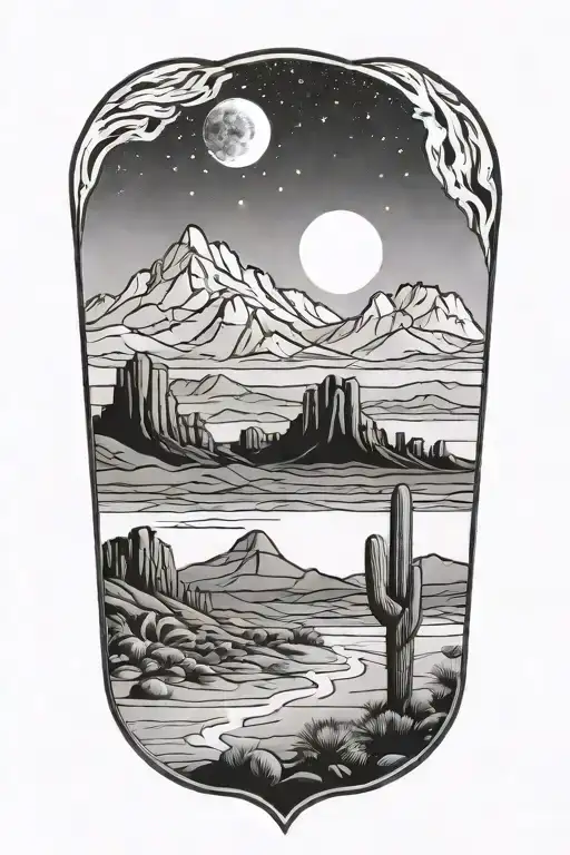 Desert Landscape At Night