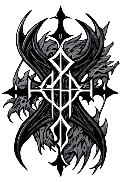 Cyber Sigilism Cross With The Word Heathen Across