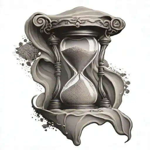 A Broken Hourglass With Realistic Sand Flowing Out