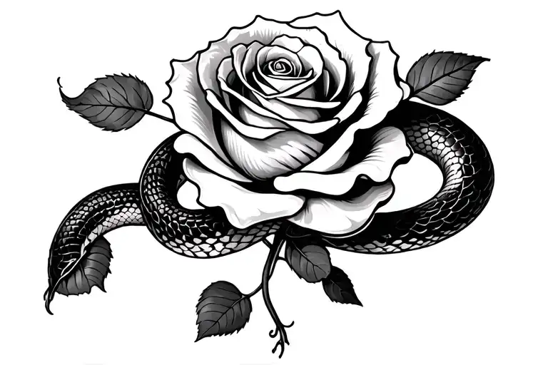 Rose And Snake Coiled