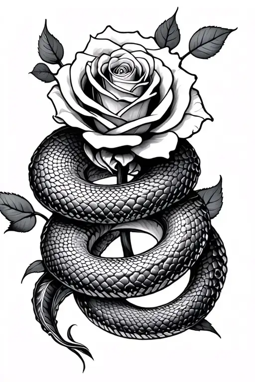 Rose And Snake Coiled